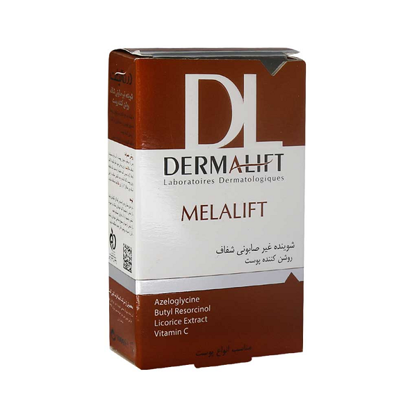 شوینده غیر صابونی(پن) شفاف روشن کننده پوست درمالیفت MELALIFT  مناسب انواع پوست 100 گرم