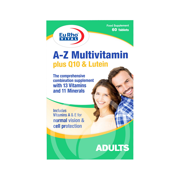 قرص AZ مولتی ویتامین پلاس کیوتن و لوتئین یوروویتال 60 عدد
