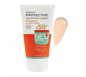 كرم ضد آفتاب هایلی پروتکتیو نئودرم +SPF50 رنگی- روشن پوست نرمال تا خشک نئودرم
